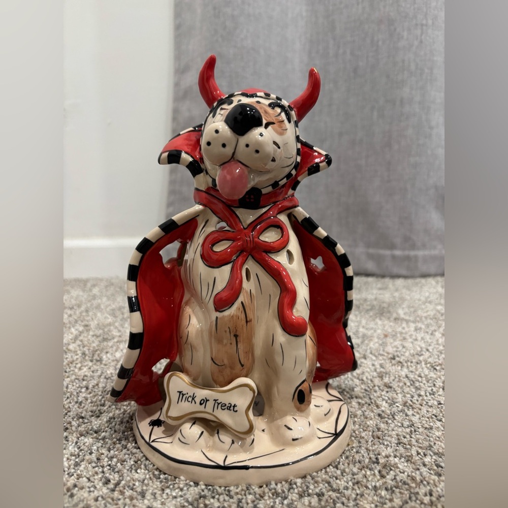 Blue Sky Clayworks Heather Goldminc Trick or Treat Devil Dog Votive